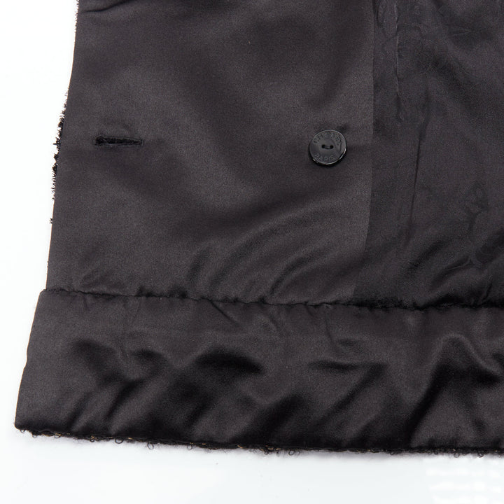 CHANEL 10A Paris Shanghai Runway black metallic checked qipao coat FR40