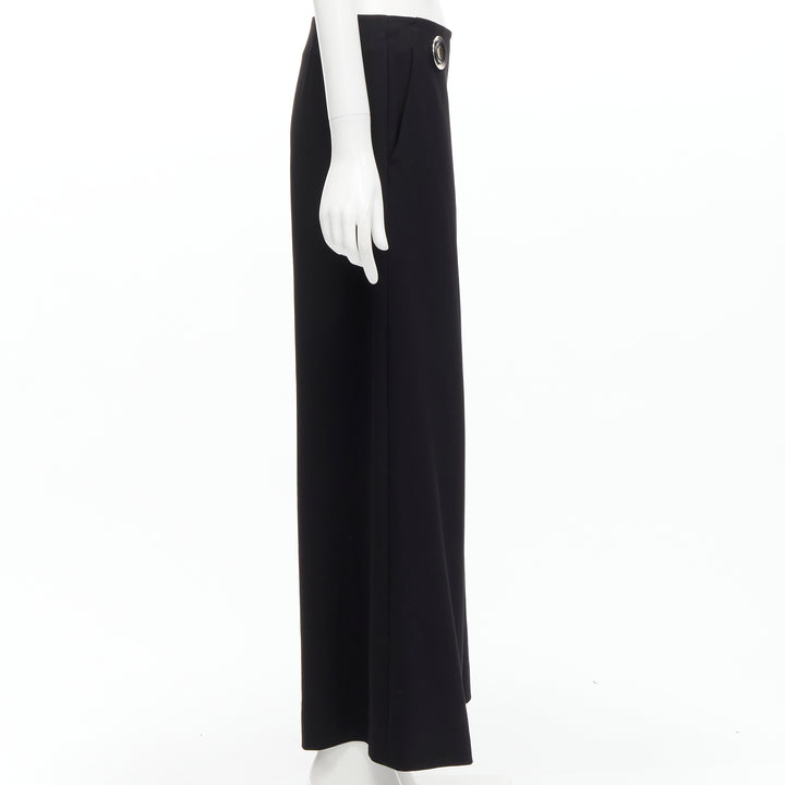 STELLA MCCARTNEY 2015 wool black silver button embellished wide leg pants IT40 S