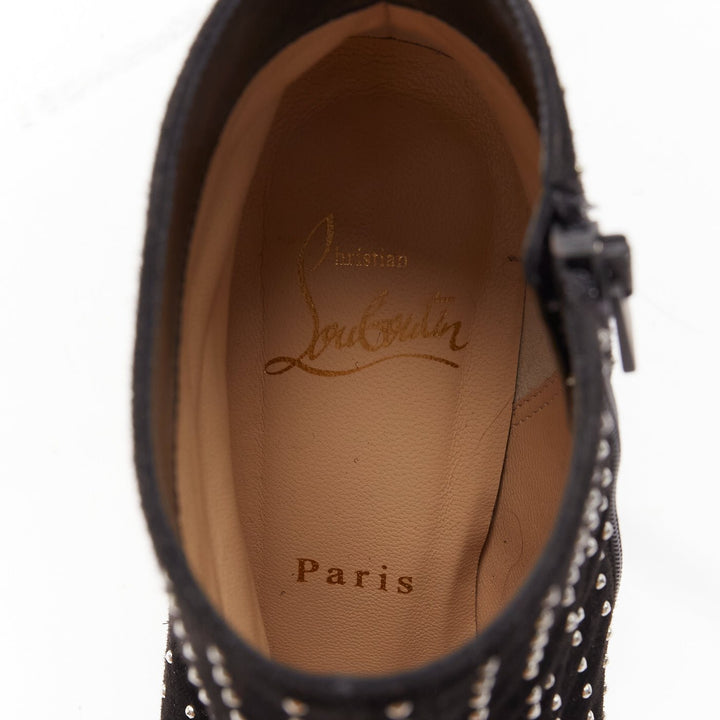 CHRISTIAN LOUBOUTIN So Kate Booty black suede micro stud embellished pointy EU36
