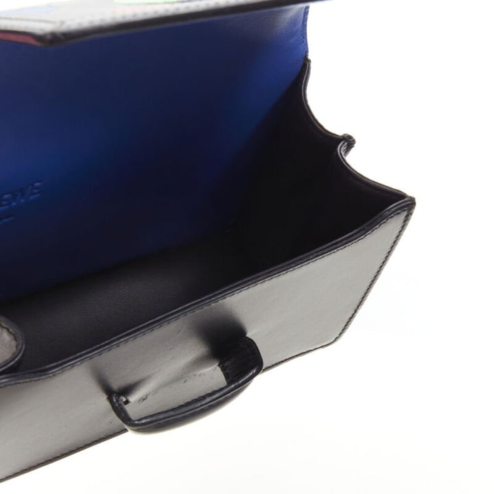 rare LOEWE Barcelona black leather neon heart print crossbody bag