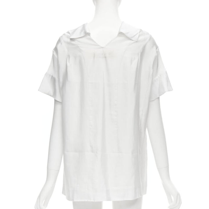 MARNI white viscose cowl neck curved seam slit pocket top IT38 XS