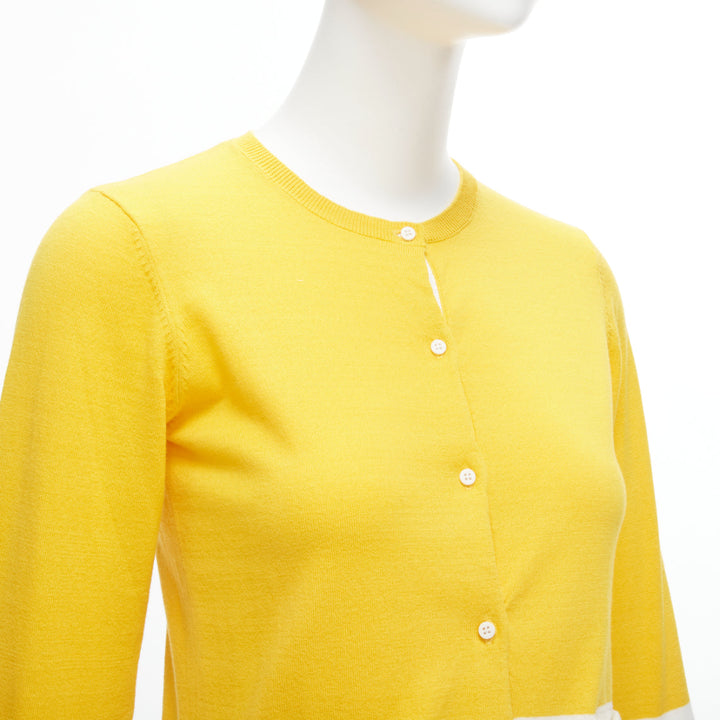 STELLA MCCARTNEY yellow white colorblock cotton pocketed cardigan sweater 12y