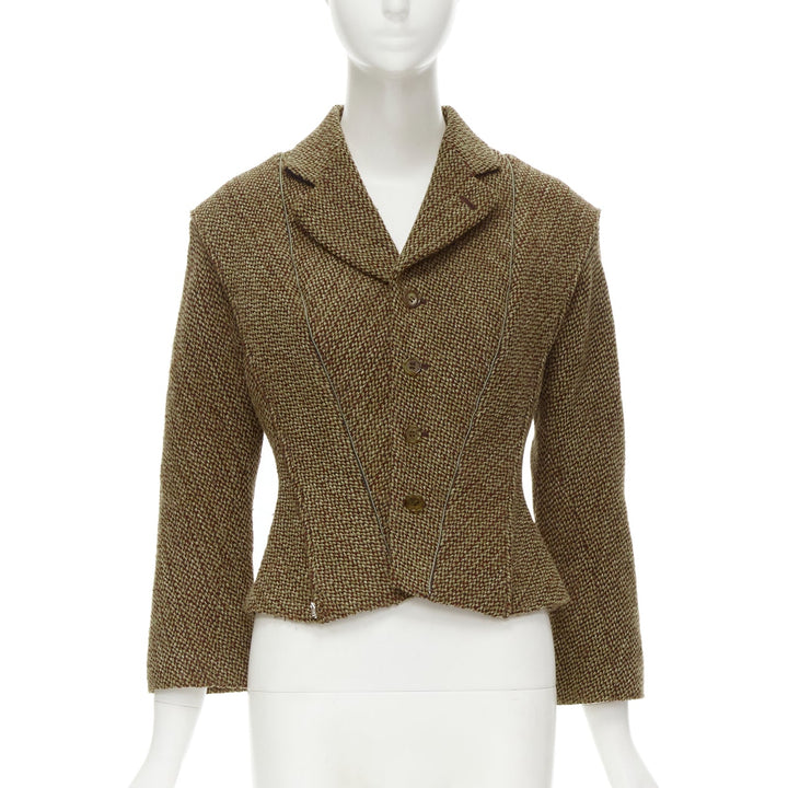 rare JUNYA WATANABE 1999 Runway brown tweed herringbone transformable jacket M