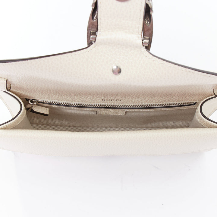GUCCI Dionysus Mini cream textured leather chain crossbody flap bag
