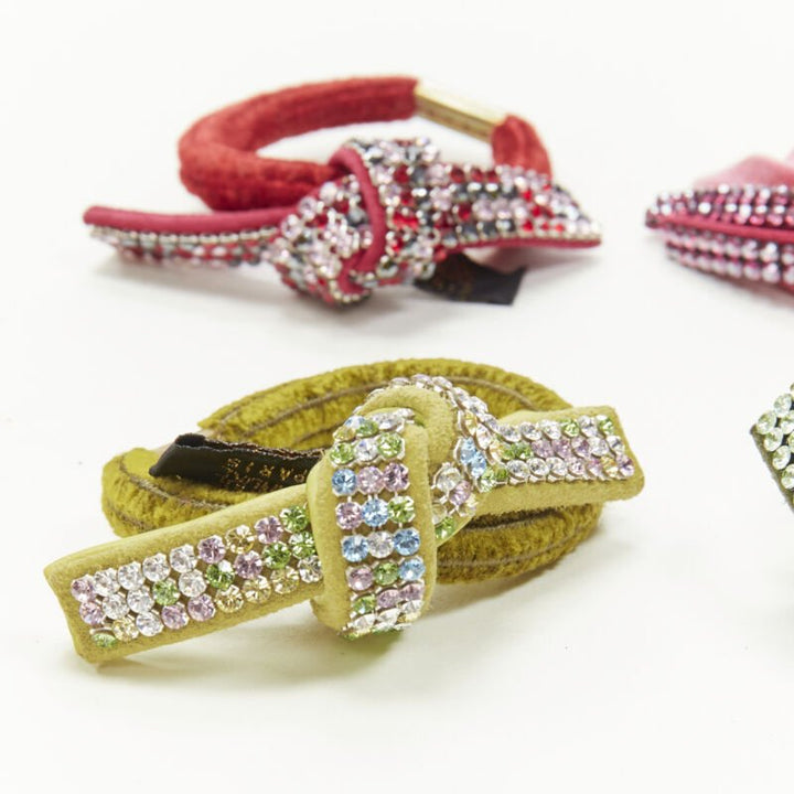 ALEXANDRE DE PARIS Alexander Zouari LOT OF 4 crystal leather bow hair tie
