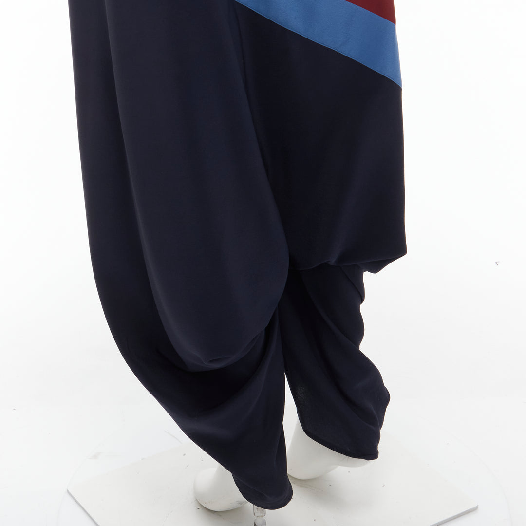 STELLA MCCARTNEY 100% silk patch stripes reggae drop crotch harem pants IT40 S