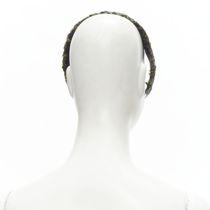 JENNIFER OUELLETTE Lot of 2 green peacock feather black sequins wide headband
