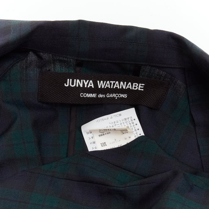 JUNYA WATANABE 1996 Vintage green plaid deconstructed panels fitted blazer S