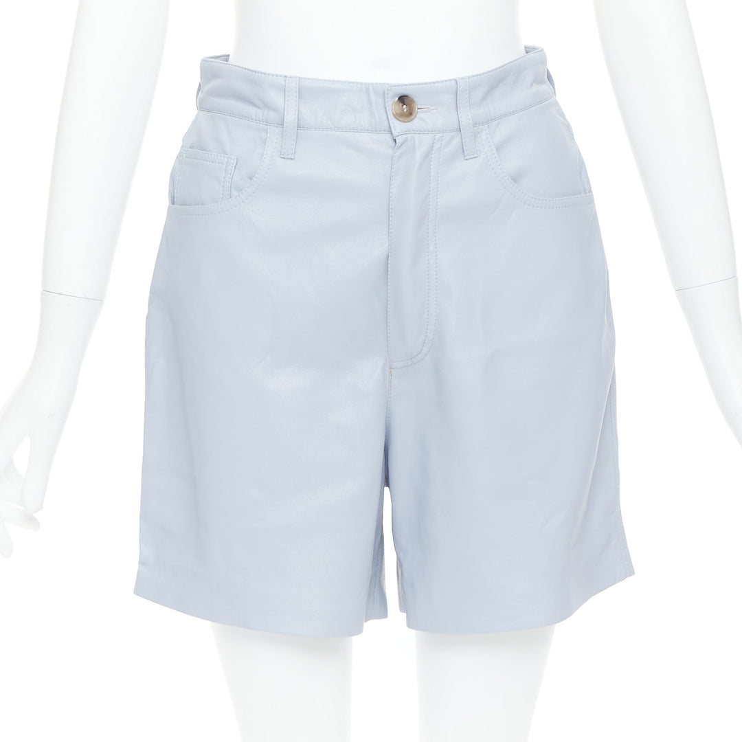 NANUSHKA powder blue vegan leather high waist shorts S