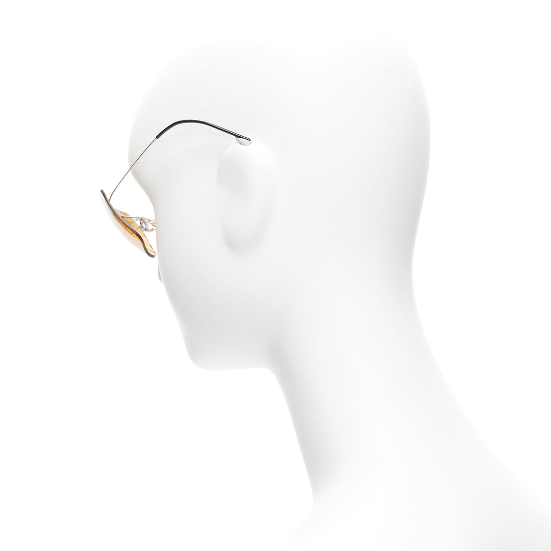 CHANEL Vintage 4040 silver CC logo yellow lens cyber folding sunglasses