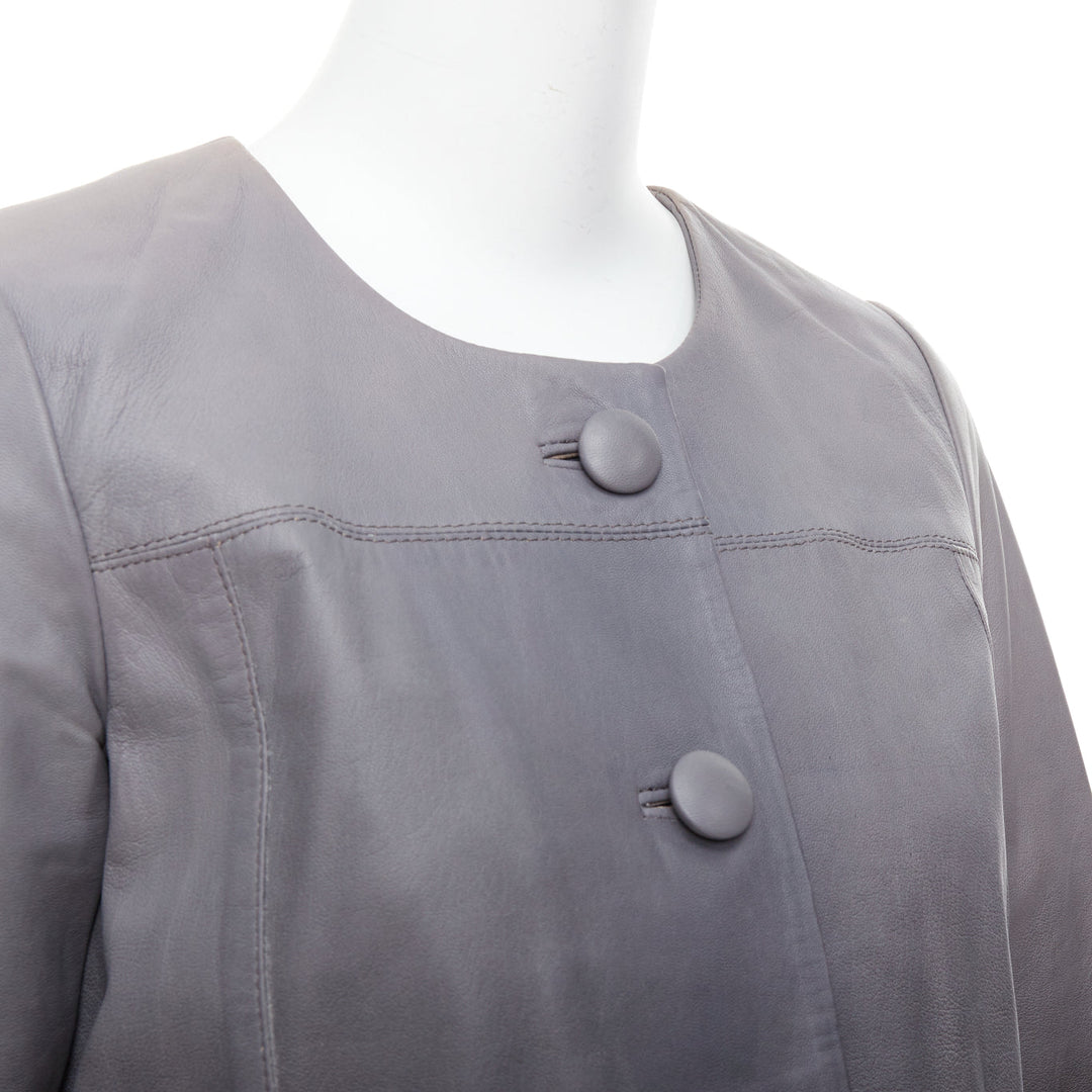 MAJE Bokio grey black ombre lambskin leather flare jacket FR1