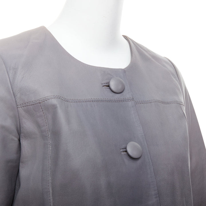 MAJE Bokio grey black ombre lambskin leather flare jacket FR1