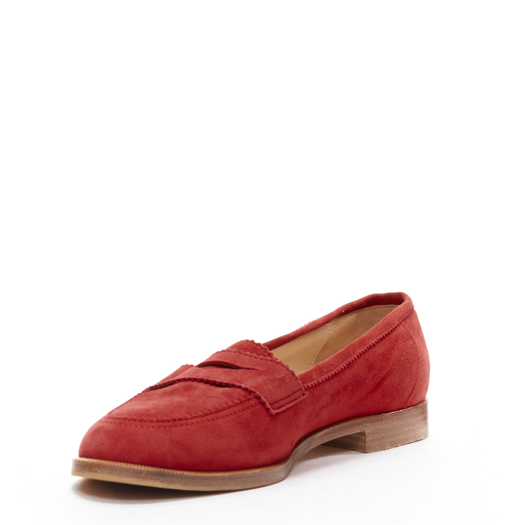 MANOLO BLAHNIK red suede leather classic penny loafer EU37