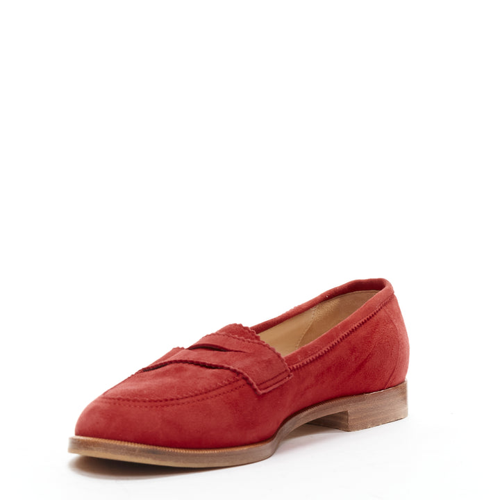 MANOLO BLAHNIK red suede leather classic penny loafer EU37