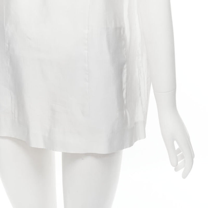 MARNI white viscose cowl neck curved seam slit pocket top IT38 XS