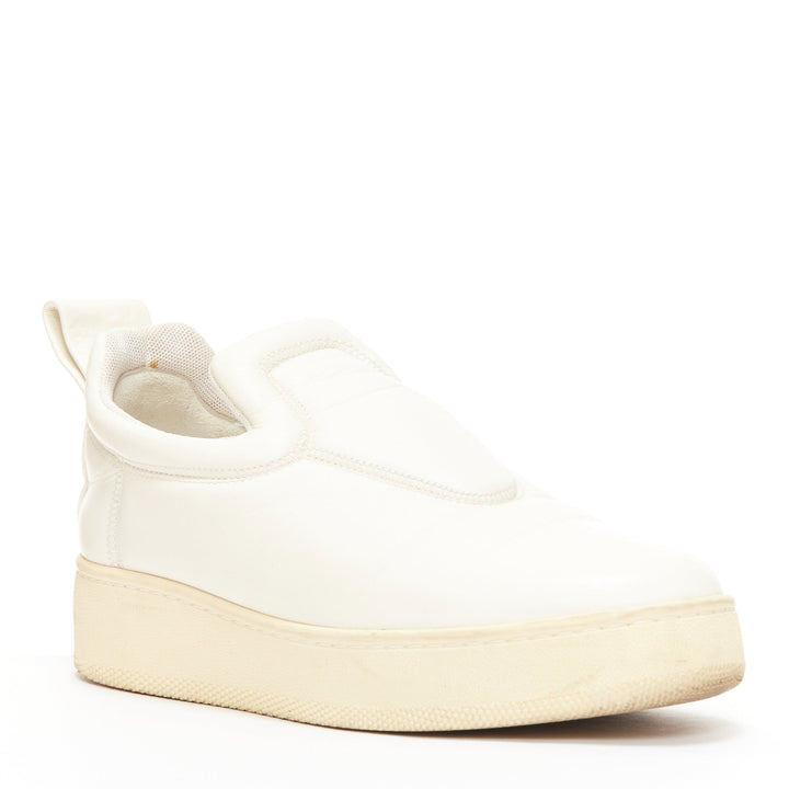 OLD CELINE 2015 cream leather padded logo tab platform skate shoes EU35