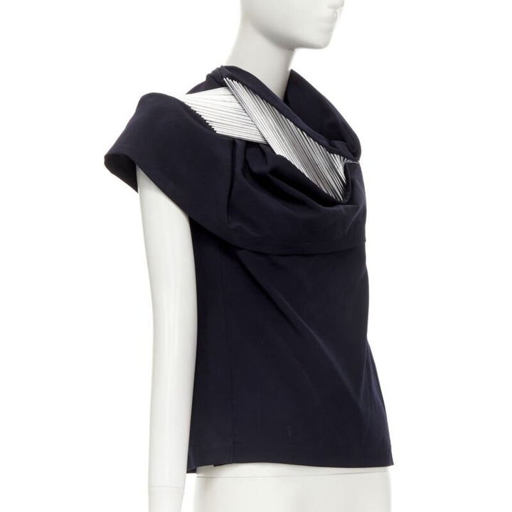 rare JUNYA WATANABE Vintage 1998 Runway silver architectural metal collar top S