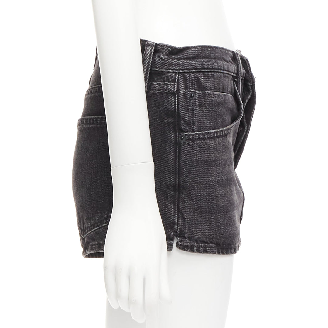 ALEXANDER WANG black washed front skirt back shorts mini skorts 24"