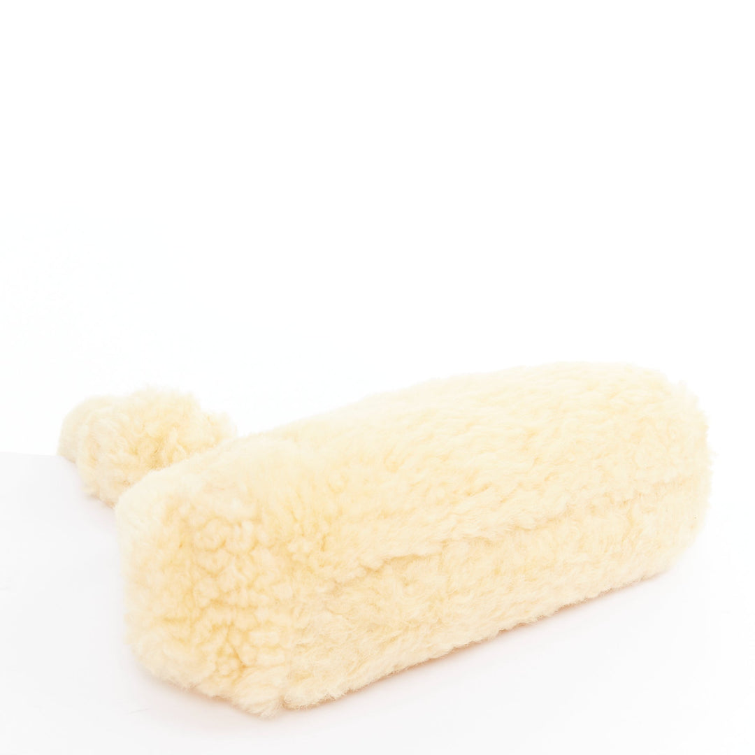 BOTTEGA VENETA Sherpa Teddy Gold yellow shearling chain underarm shoulder bag