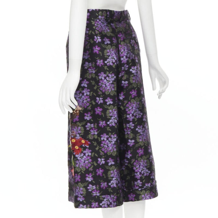 GUCCI 2017 purple floral jacquard embroidery patch culotte shorts IT40 S
