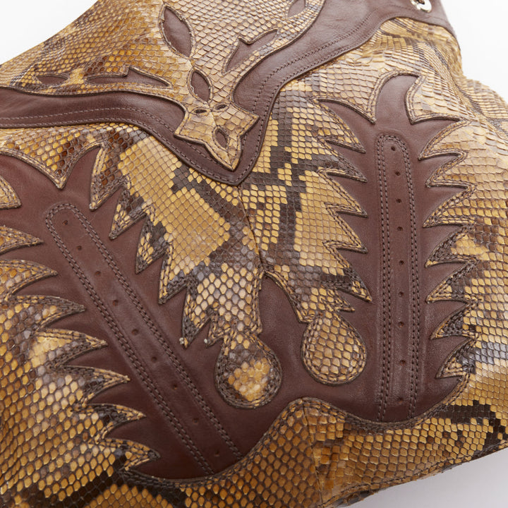 RALPH LAUREN Purple Label Proprietor scaled leather Western Flame hobo bag