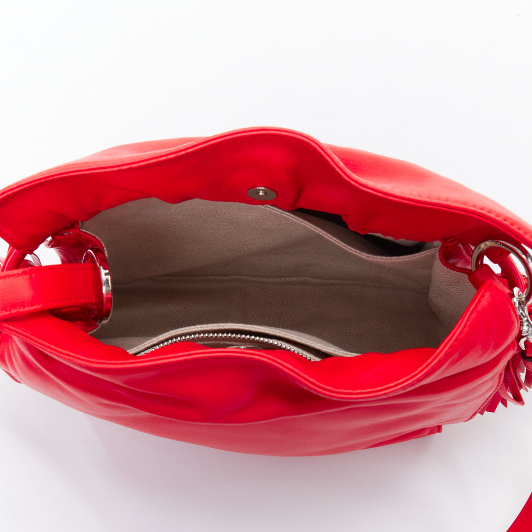 LOEWE Vintage Flamenc Tassel red soft leather anagram crossbody bucket bag