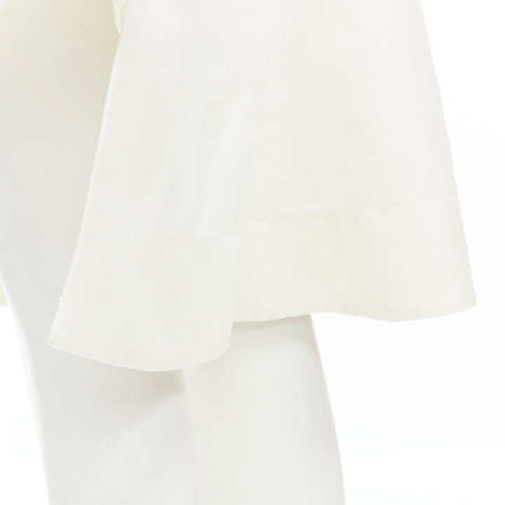 MARNI white cotton linen asymmetric step hem pleated flared skirt IT42 S