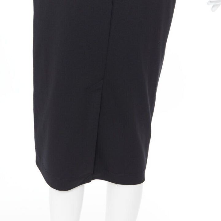 T BY ALEXANDER WANG black rayon polyester center slit stretch pencil skirt S