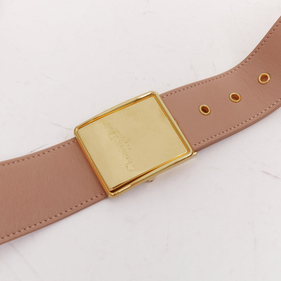 CHRISTIAN DIOR 30 Montaigne Box Mini nude leather gold CD buckle crossbody bag