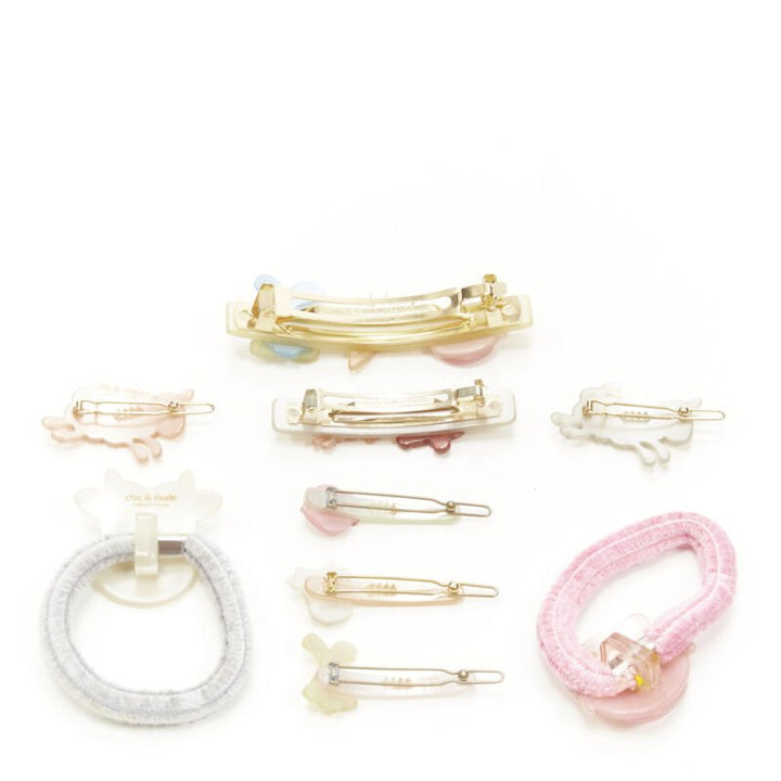 CHIC & MODE Alexandre Zouari LOT OF 9 farm animal crystal acrylic hair clip ties