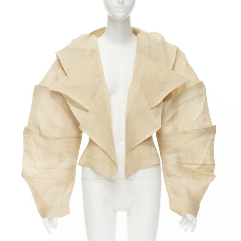 ISSEY MIYAKE リネン ‘91 Issey Miyake - Beige Women Work Top | JHROP Preloved Luxury