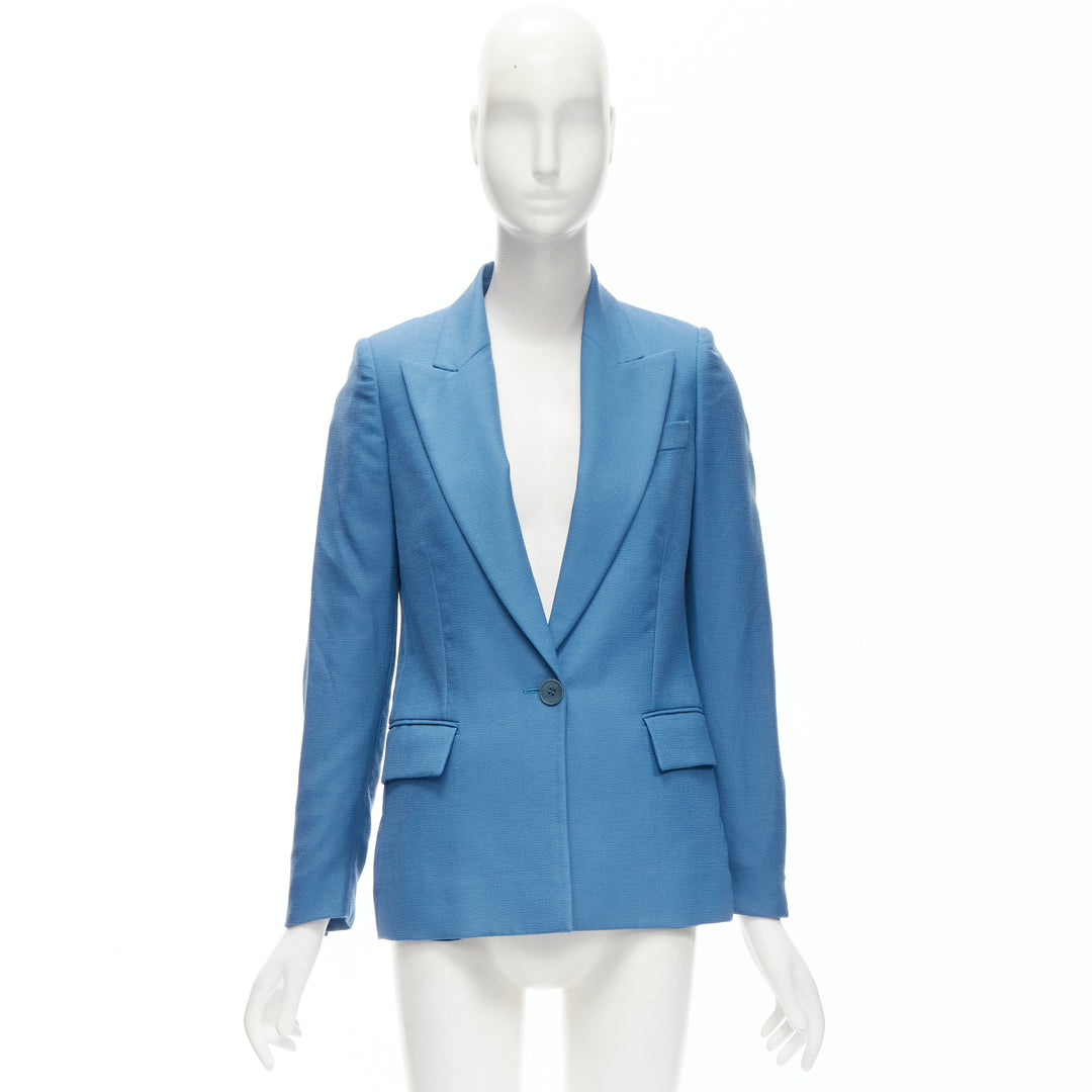 STELLA MCCARTNEY 2010 blue 100% wool rubberised buttons  blazer jacket IT36 XXS