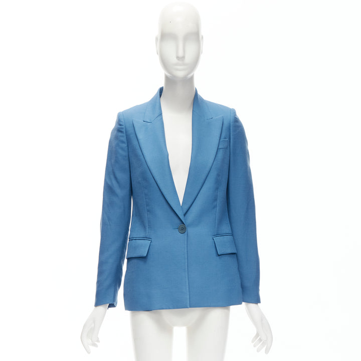 STELLA MCCARTNEY 2010 blue 100% wool rubberised buttons  blazer jacket IT36 XXS
