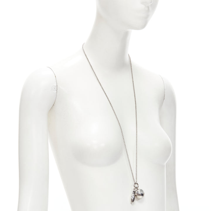 MARC JACOBS silver-tone bowling pin ball watch chain long necklace
