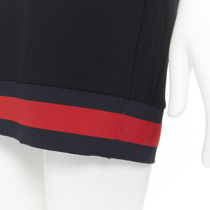 GUCCI black blue red signature web trim hooded casual dress XS