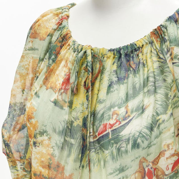 ALICE MCCALL Strange Dreams green print billow sleeve tiered playsuit US2 XS