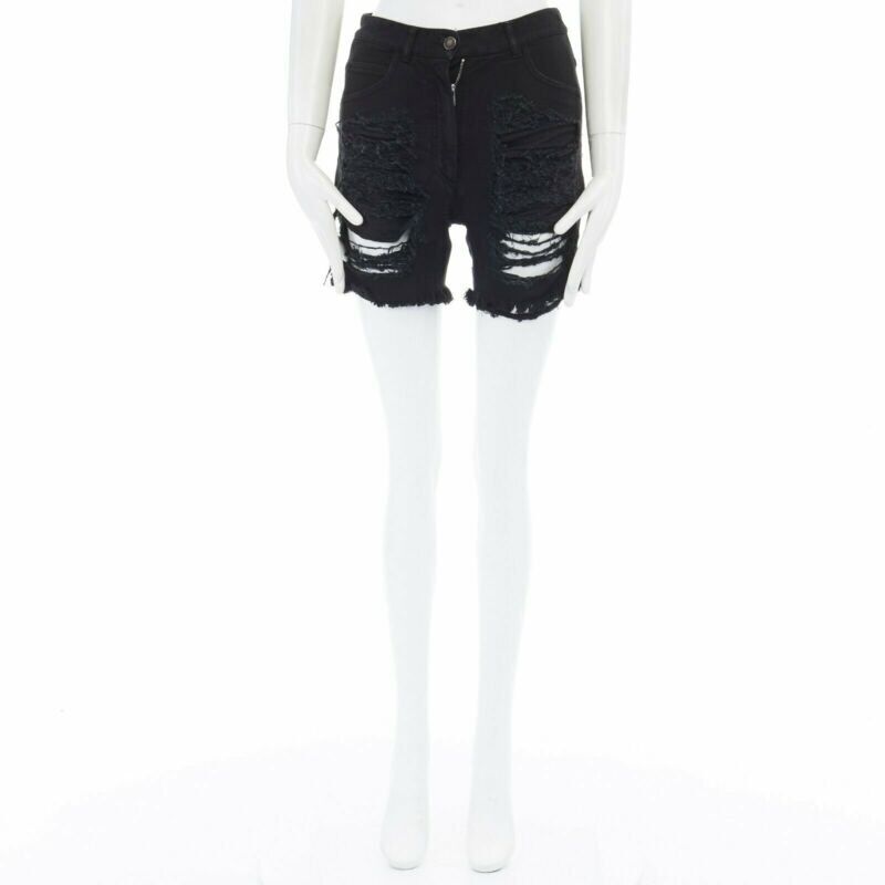 runway MARTIN MARGIELA 2008 black shredded ripped cut off jeans IT40 27"