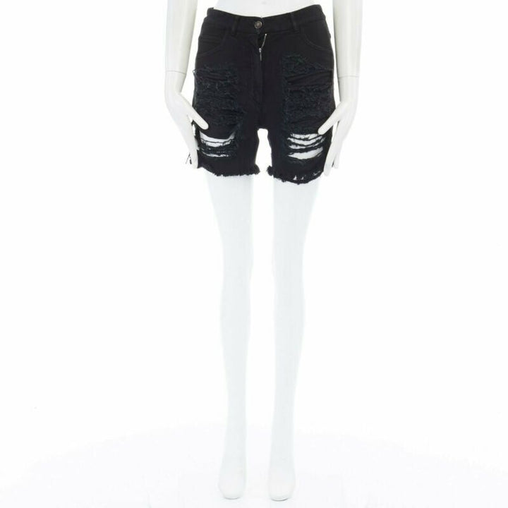 runway MARTIN MARGIELA 2008 black shredded ripped cut off jeans IT40 27"