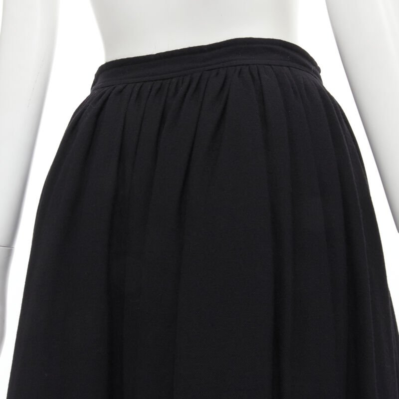 Runway COMME DES GARCONS Vintage 1988 black wool braid red embroidery skirt M