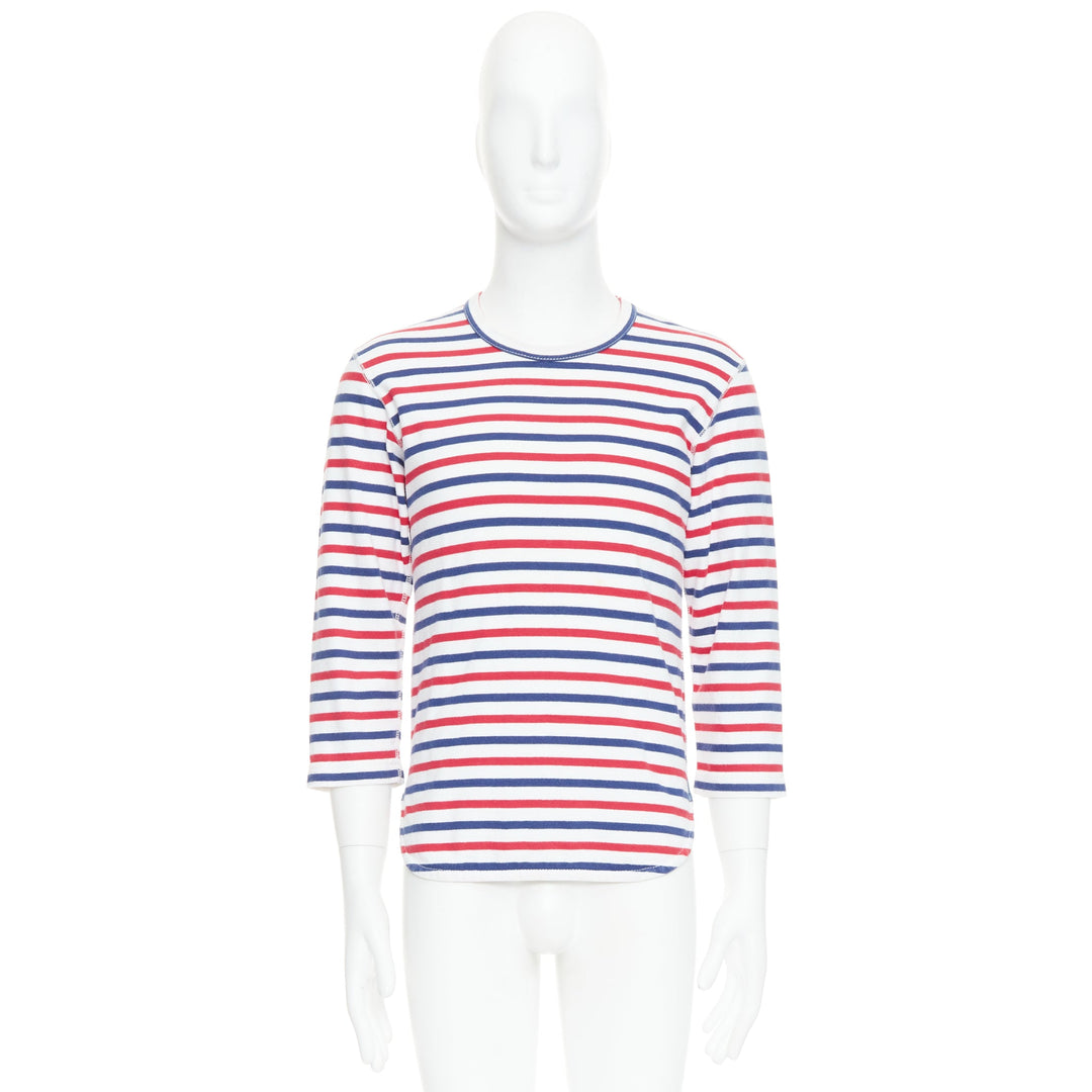 JUNYA WATANABE MAN 2011 red blue striped curved hem shirt S