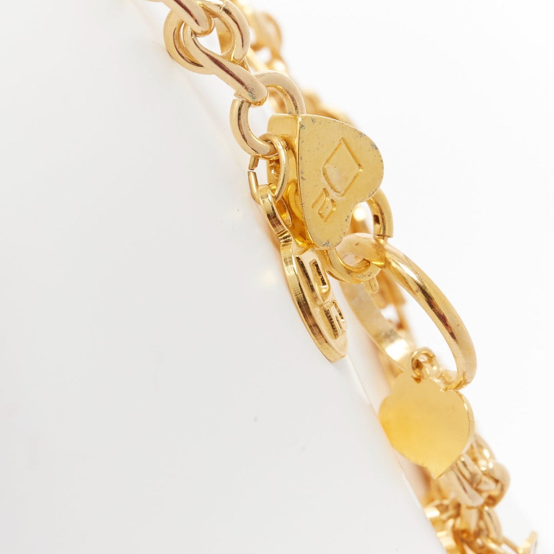 DSQUARED2 Vintage gold-tone Etched Boys Names heart breaker charms necklace