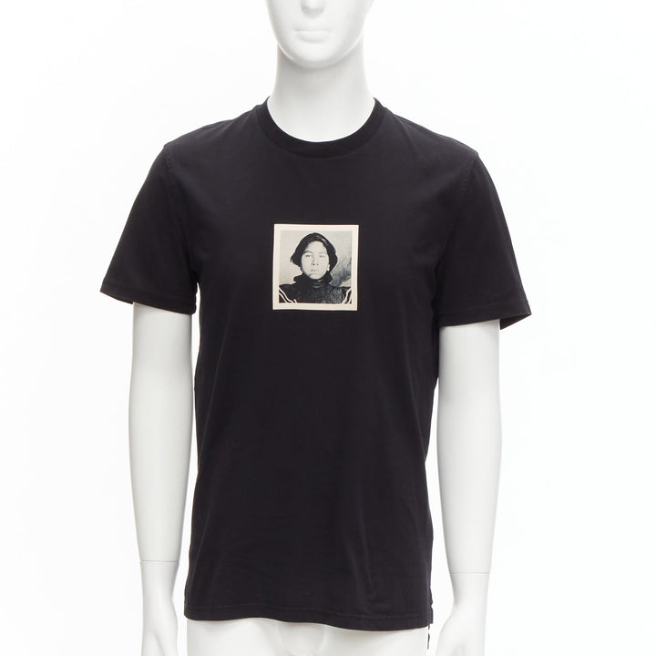 GIVENCHY black cotton women portrait print crew neck tshirt M