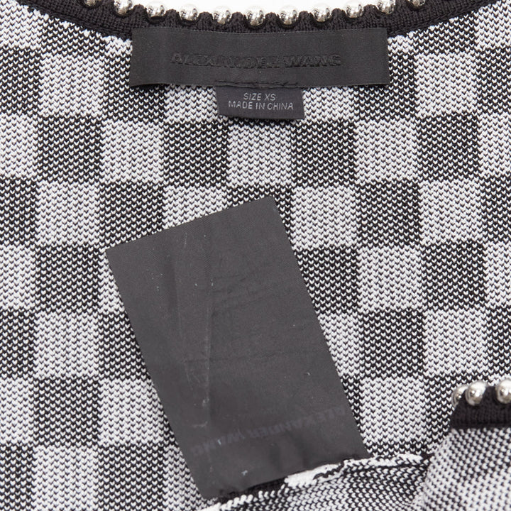ALEXANDER WANG black white checker silver dome studded bralette top XS