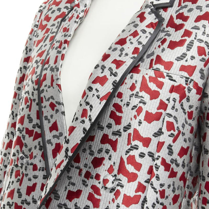 HAIDER ACKERMANN marble blood biais black jacquard blazer jacket FR34 XS