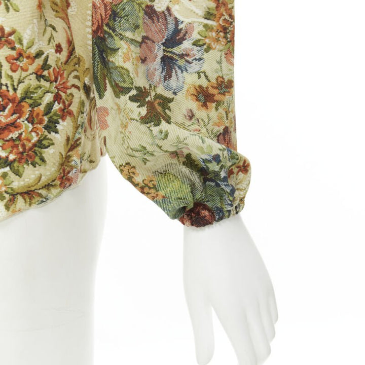 DOLCE GABBANA 100% silk tapestry floral print tie neck blouse top shirt IT36 XS