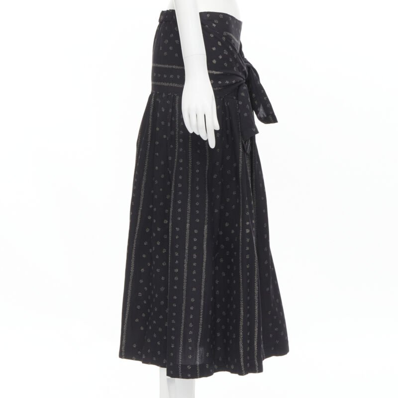 TRICOT COMME DES GARCONS black Ethnic Bohemian floral jacquard flared skirt S
