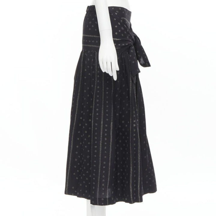TRICOT COMME DES GARCONS black Ethnic Bohemian floral jacquard flared skirt S