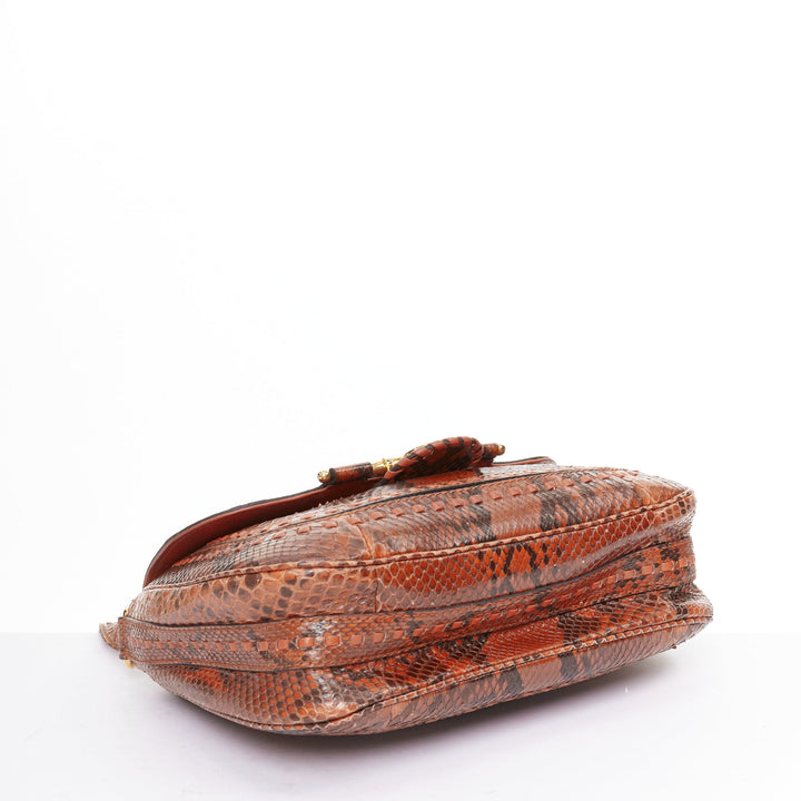 GUCCI 2011 Snaffle Bit Medium Shoulder Bag orange scaled leather crosbody bag