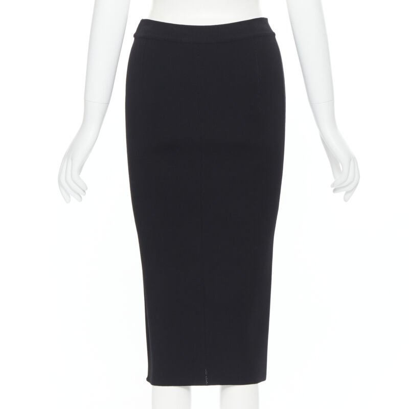 OSCAR DE LA RENTA 2016 black viscose knit knee length bodycon pencil skirt XS
