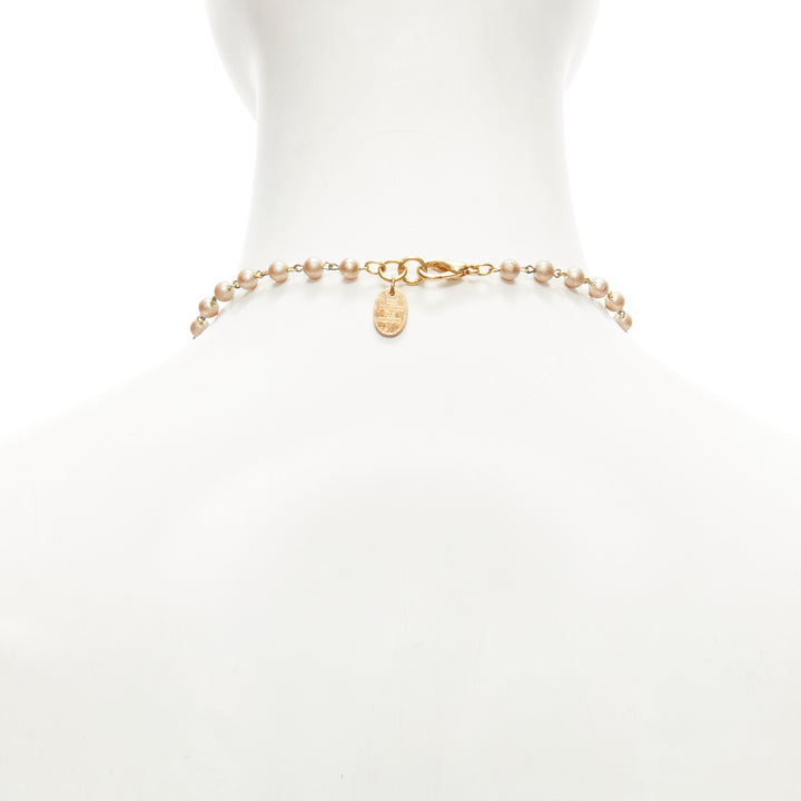 LE BIJOUX DE SOPHIE black crystal aboriginal statue pearl chain necklace